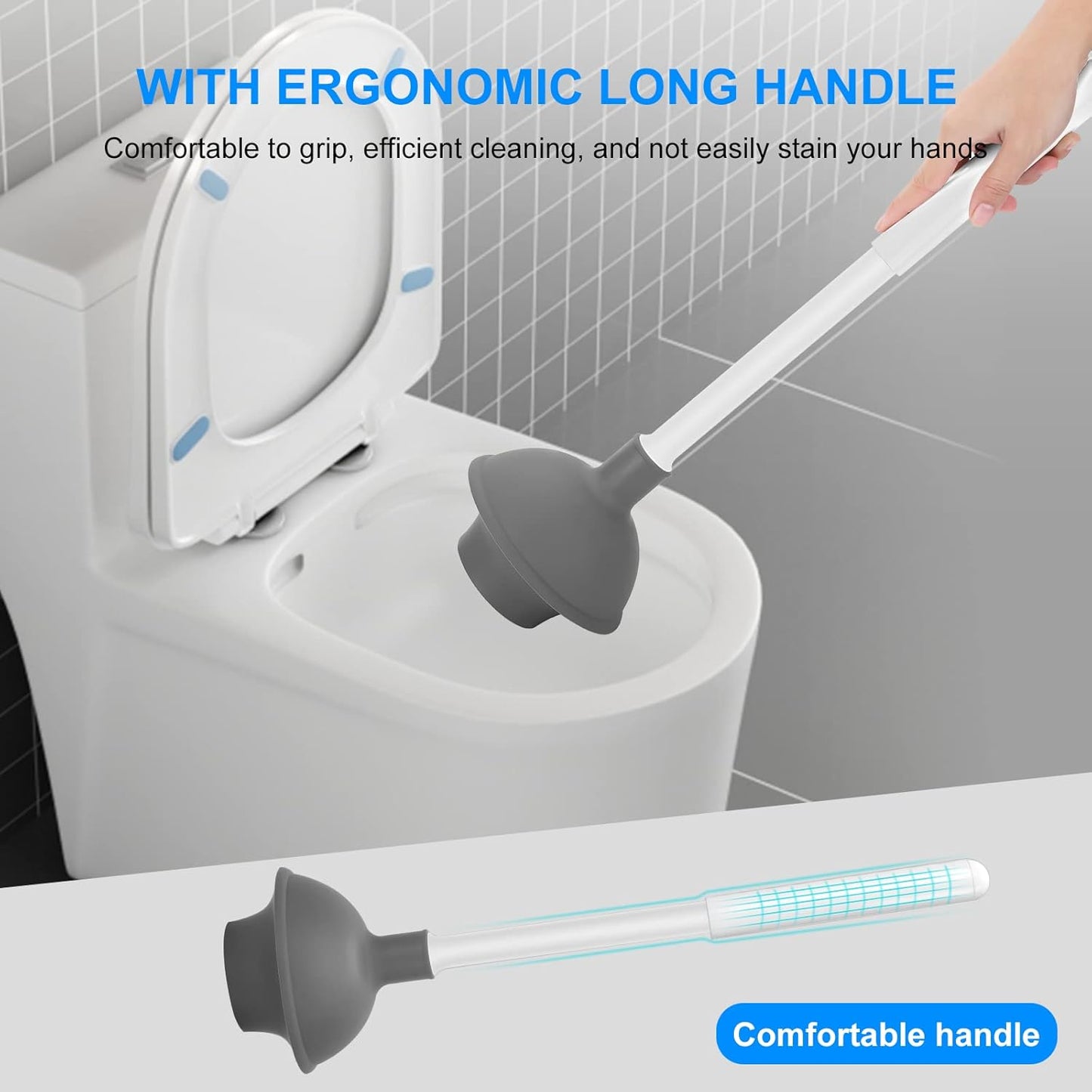 SetSail Toilet Brush and Plunger Set, Semi-Hidden Toilet Plungers Heavy Duty Toilet Bowl Brush and Holder for Bathroom Toilet Plunger and Brush Set for Deeply Cleaning - Black