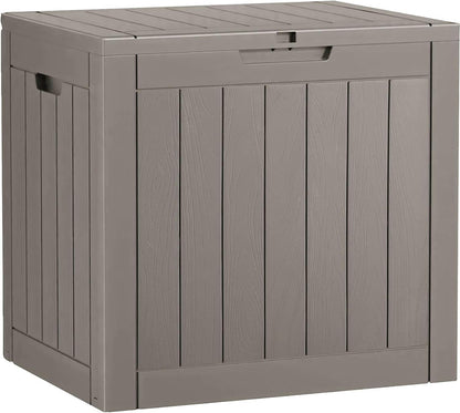 Outdoor Storage Box, 31 Gallon Resin Deck Boxes Outdoor Waterproof For Patio Furniture, Garden Tools, Pool Supplies, Lockable And UV Resistant (Rattan Gray)