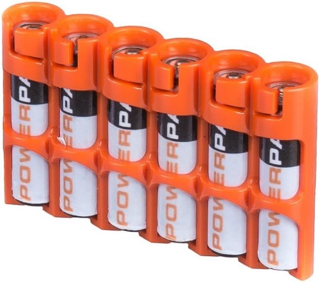Storacell SLAAAORG by Powerpax SlimLine AAA Battery Caddy, Orange, Holds 6 Batteries, 1 Count (Pack of 1)