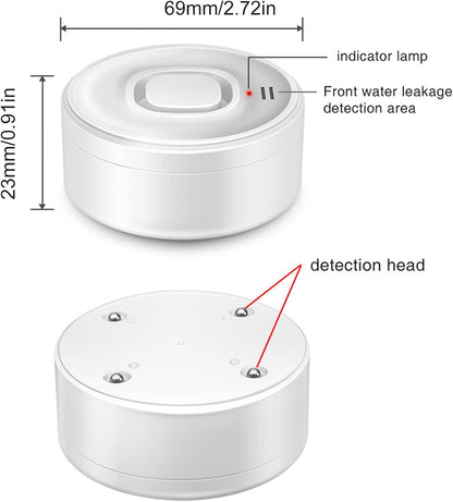 Fdit Water Leak Detector for Smart Home, Zigbee Water Sensor Alarm with App Alert, Bendable Probe Leak Alarm for Basement Bathroom Under Sink (White)