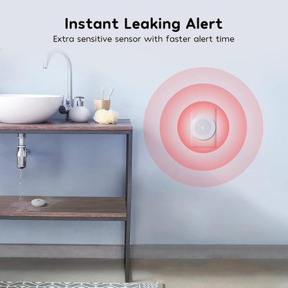 Winees WiFi Water Leak Detector for Home, 3 Pack Water Sensors with 100dB Adjustable Alarm, Leak Alert Email&SMS Notification, 200M Transmission for Basement, Bathroom, Laundry, IFTTT, 2.4G WiFi Only