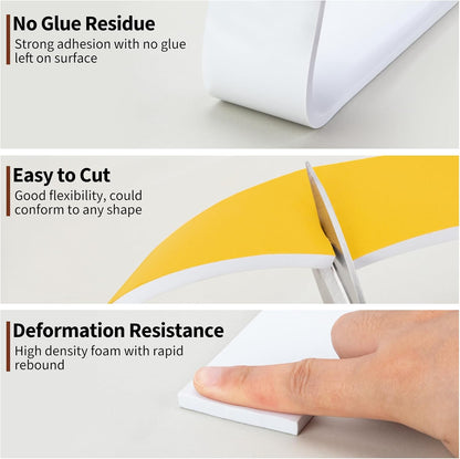 Yotache Weather Stripping Door Seal Strip White 3/8" x1/8", 50Ft Total, Foam Insulation Tape Gasket for Door Frame and Windows, 3 Rolls x 16.5Ft