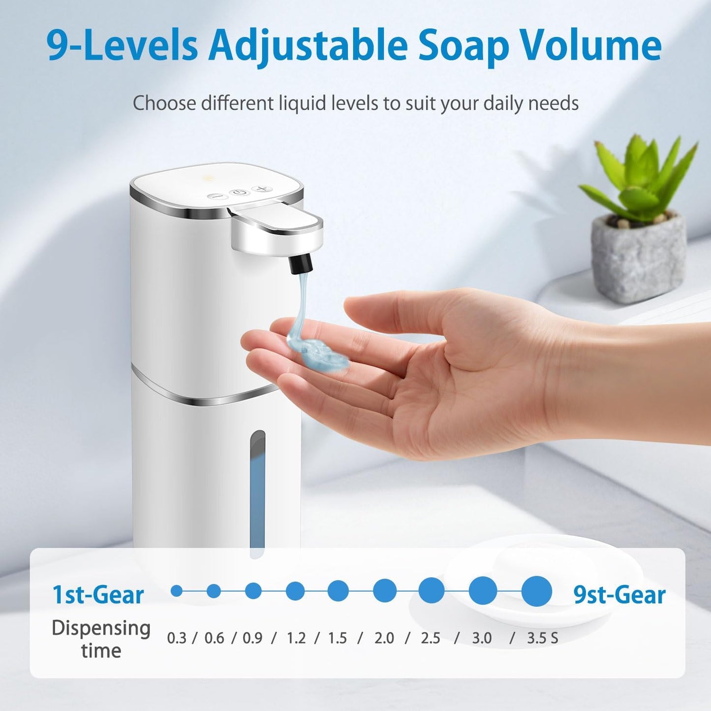 Automatic Foaming Soap Dispenser Touchless, Digital Display 9-Level Adjustable Smart Hand & Dish Soap Dispenser, USB Rechargeable, 13.5oz/400mL Wall Mounted for Bathroom Kitchen, Hotel, Restaurant