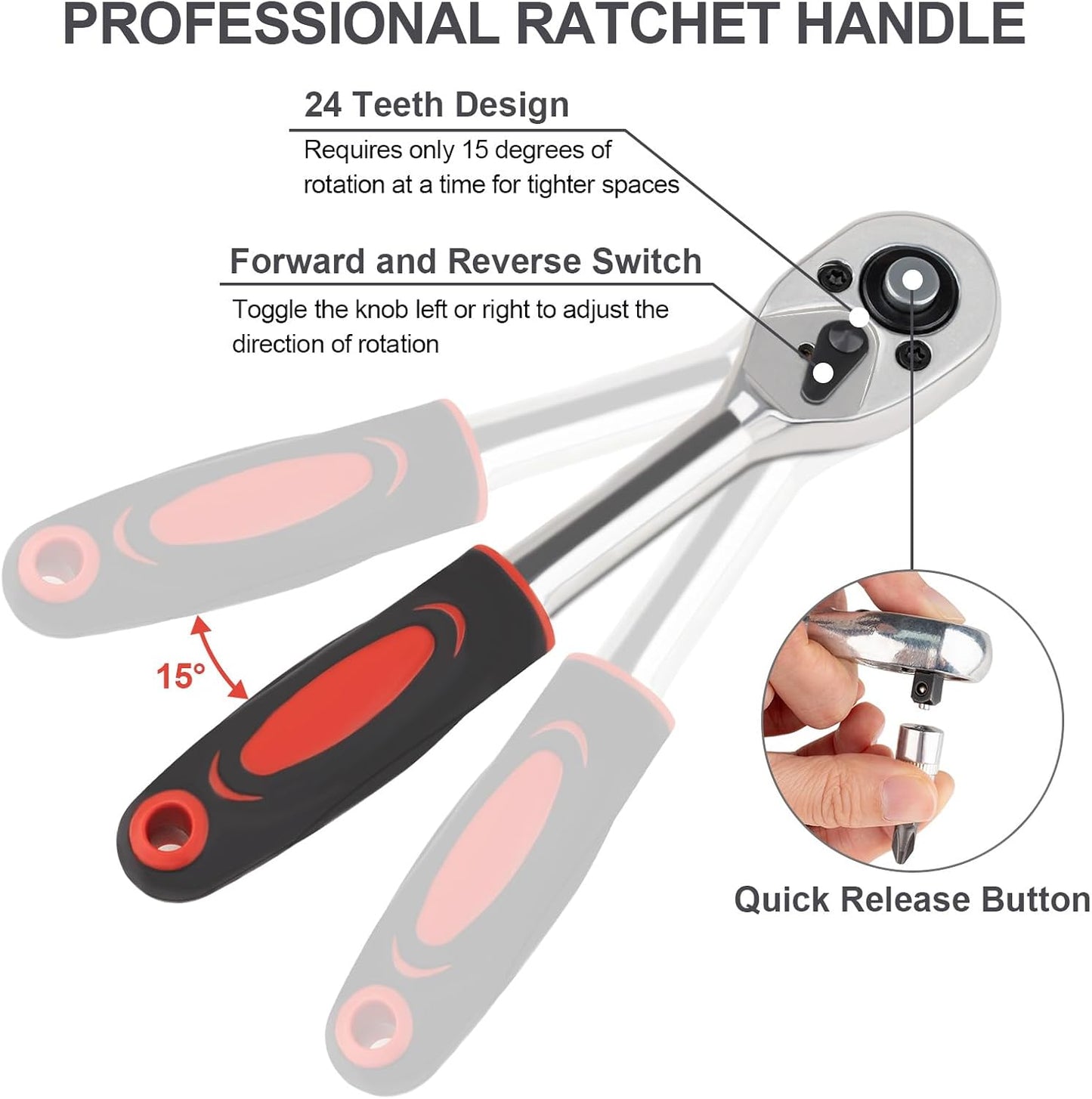 Beaiguna 46PCS Small Drive Socket Ratchet Wrench Screwdriver Set, 1/4 Inch Metric Socket and Ratchet Wrench Set with Extension Bar, Upgrade Compact Tool Set for Car