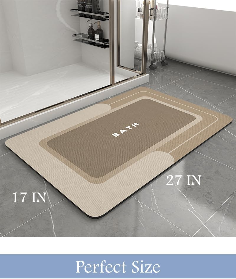 MontVoo-Bath Mat-Bathroom Mat Rug Non Slip Super Absorbent Stain Resistant Quick Dry Thin Bath Rug-Bath Mats for Bathroom Floor Bathtub Vanity-Bathmat Bath Rug Easy Care-17"x27" Grey