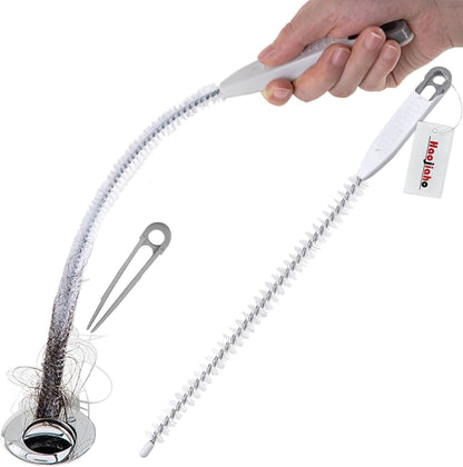 Upgraded Sink Drain Overflow Cleaning Brush, 23.6" Sewer Drain Brush, Bendable Long Pipe Cleaners, Household Sewer Hair Catcher with Cleaning Forceps
