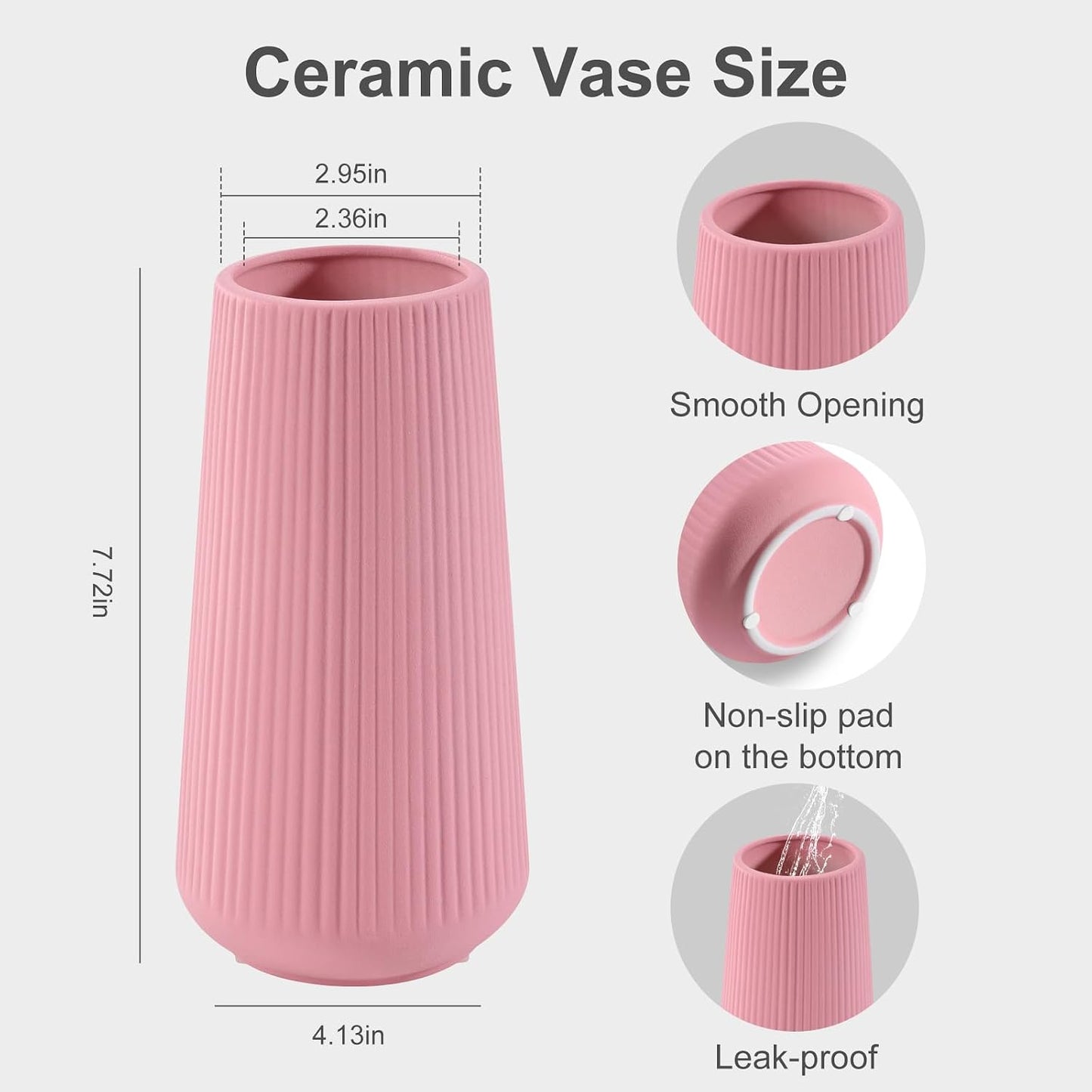 White Ceramic Vase, GUKJOB Small Cute Flower Vase for Pampas Grass, Home, Living Room, Dining Table, Farmhouse, Office Decor, Bedroom, Table, and Kitchen Shelf (White- 2PCS)