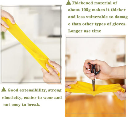 8 Pairs Reusable Household Cleaning Gloves, Rubber Kitchen Dishwashing Gloves,Extra Thickness, Long Sleeves, for Washing Dishes, Pet Care(X-Large, Yellow)