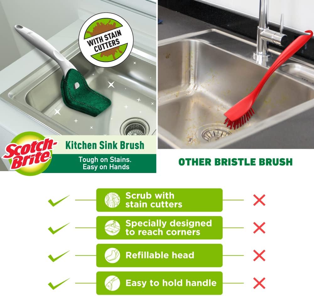 Scotch-Brite Plastic Kitchen Sink Brush (Silver) (Scotch-Brite Kitchen Sink Brush, pack of 1)