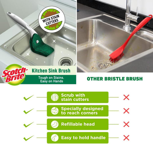 Scotch-Brite Plastic Kitchen Sink Brush (Silver) (Scotch-Brite Kitchen Sink Brush, pack of 1)
