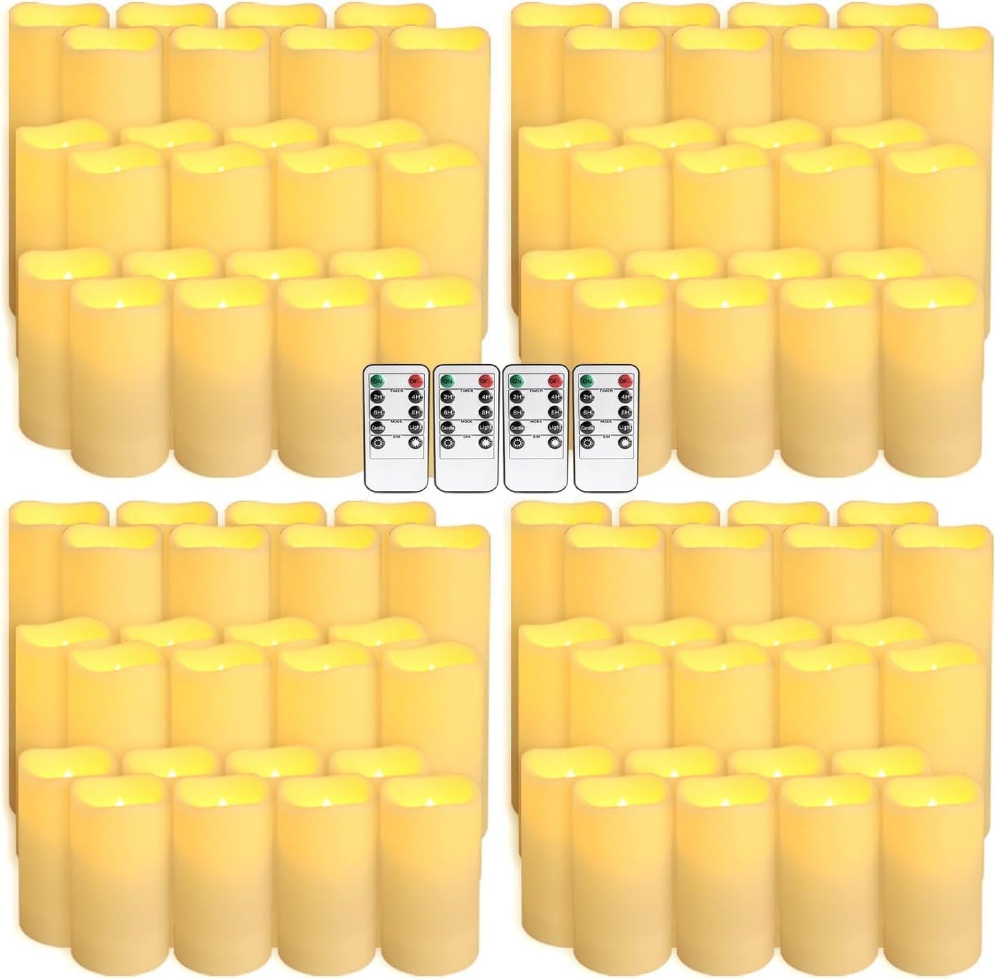 YOROXRG Set of 24 Waterproof Outdoor Flameless Candles, LED Candles with 4 Remote and Timer,(H 4" 5" 6" x D 2.2"),for Christmas,Halloween,Wedding,Festival