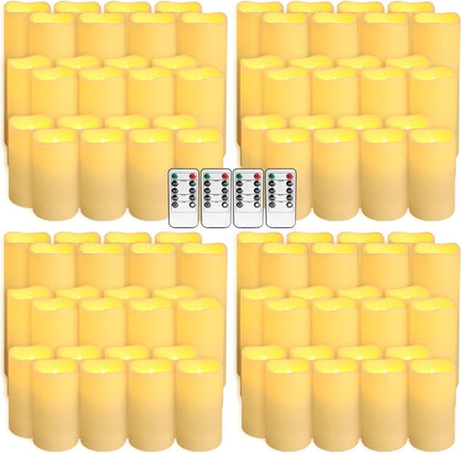 YOROXRG Set of 24 Waterproof Outdoor Flameless Candles, LED Candles with 4 Remote and Timer,(H 4" 5" 6" x D 2.2"),for Christmas,Halloween,Wedding,Festival
