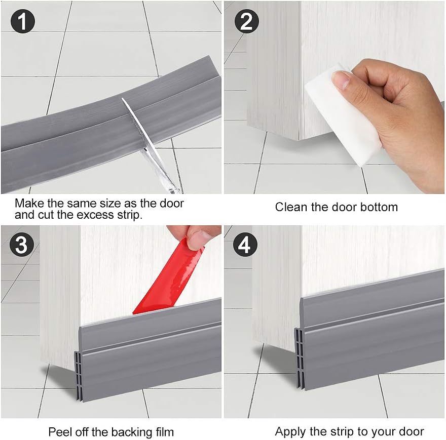 GroTheory 2 Pack Door Draft Stopper, Under Door Sweep for Exterior & Interior Doors, Weather Stripping Door Seal, Garage Window Blocker Noise Cold Air Insulation, Draft Guard Grey 2" W x 39" L