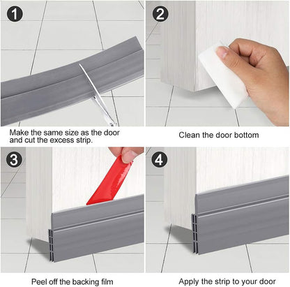 GroTheory 2 Pack Door Draft Stopper, Under Door Sweep for Exterior & Interior Doors, Weather Stripping Door Seal, Garage Window Blocker Noise Cold Air Insulation, Draft Guard Grey 2" W x 39" L