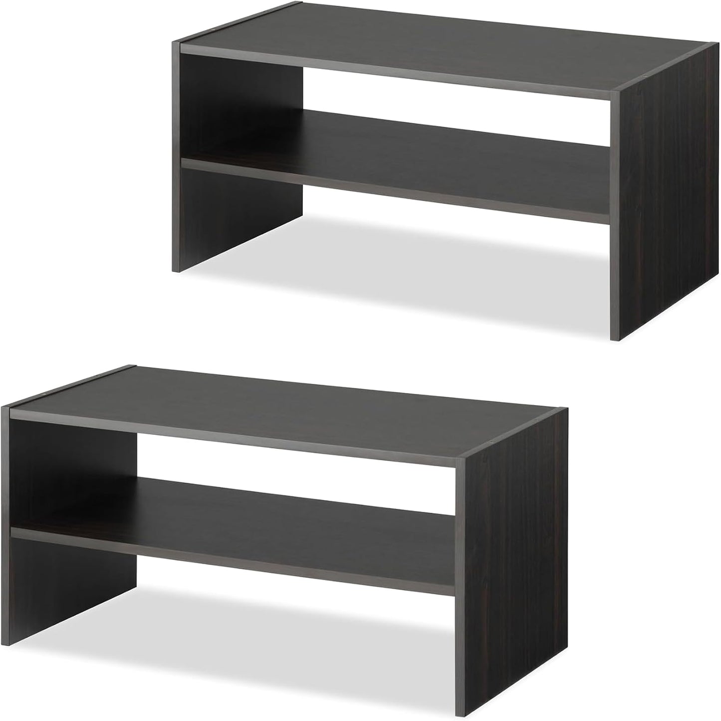 Whitmor Wood Stackable 2-Shelf Shoe Rack, White, 24 inches