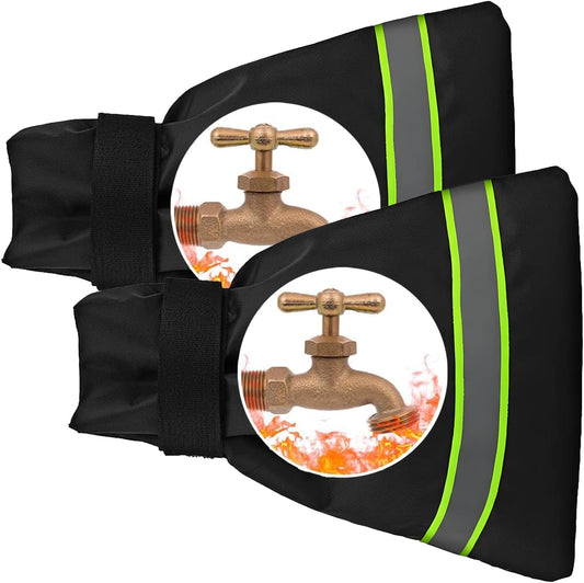 Outdoor Faucet Covers for Winter, 9.8" x 6.3" Insulated Spigot Cover, Waterproof Hose Bib Covers for Freeze Protection, Patio Winterizing Home Must-Have Faucet Cover for Outside Yard (Green, 2PC)