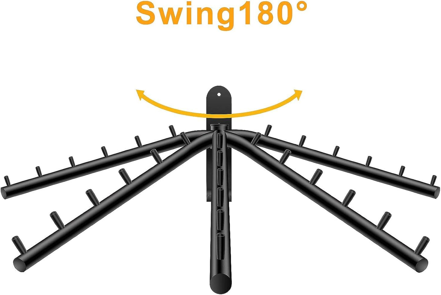 Bosszi 2-Pack Wall Mounted Folding Clothes Hanger Rack, Stainless Steel Clothes Hooks with Swing Arm Holder Space Saving Clothing Hanging System Closet Storage Organizer Heavy Duty Drying Rack (Black)