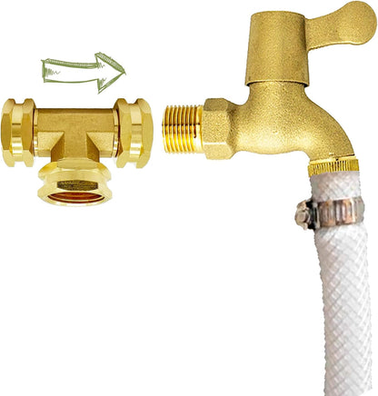 2PCS Brass 3/4" GHT Garden Hose Splitter Body Backyard 2 Way Y Shaped Swivel Connector Threaded Pipe Fitting Coupler Adapter with Washer