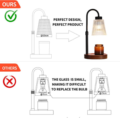 MEIXISUE Candle Warmer Lamp with Timer and Dimmer,Electric Gold Light Gifts for Women Melt Wax Warmer Lamp with 2 Bulbs for Candle Jars House Warming New Home Decor Bedroom