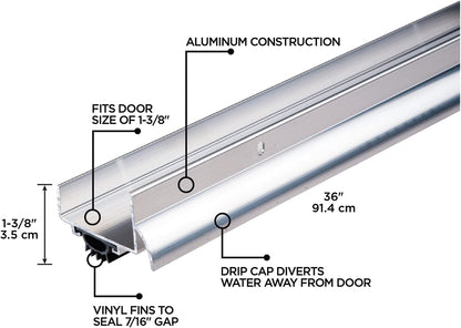 M-D Building Products 49000 36 in. Satin Nickel Aluminum U-Shape Screw-on Under Door Seal