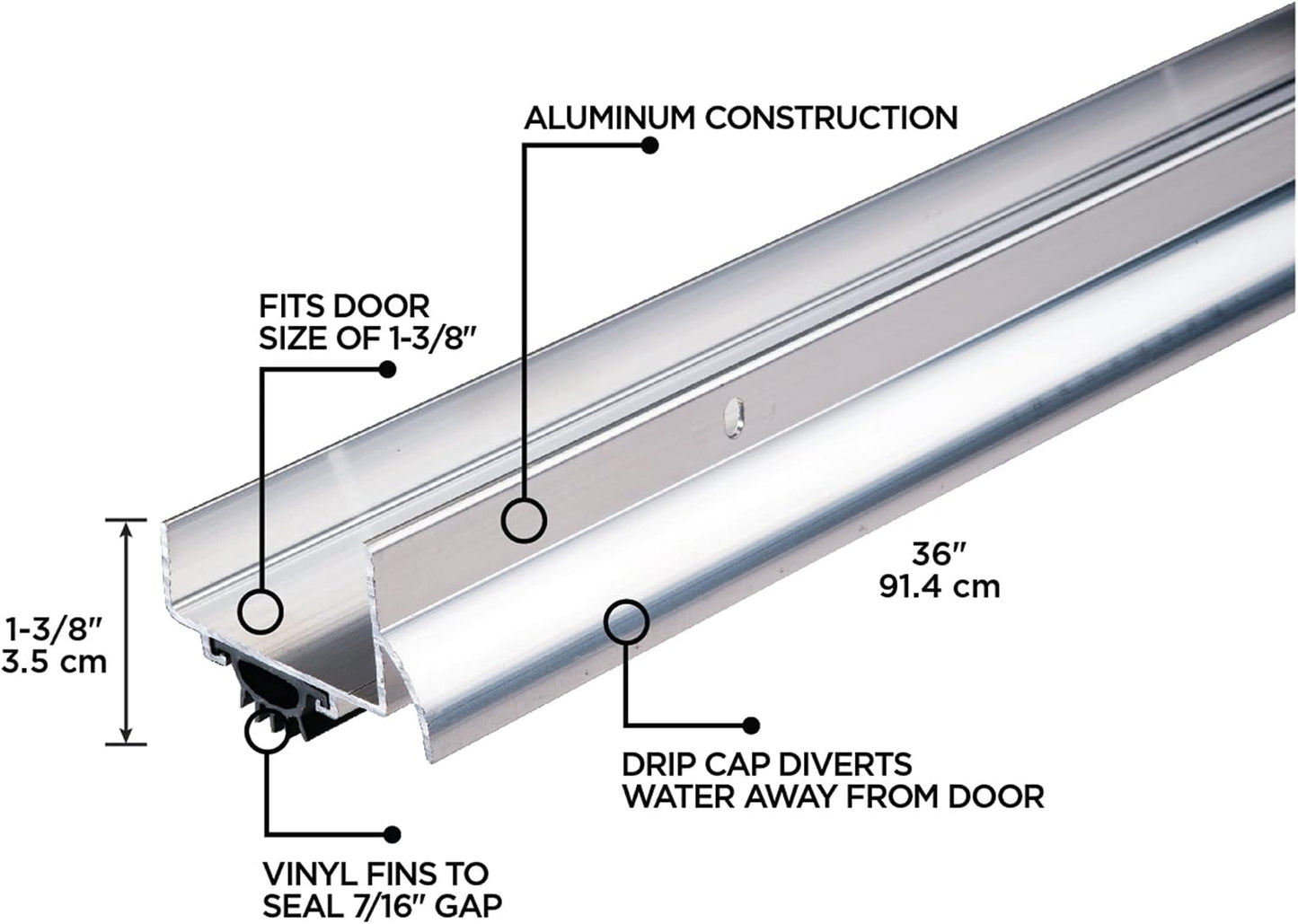 M-D Building Products 49000 36 in. Satin Nickel Aluminum U-Shape Screw-on Under Door Seal