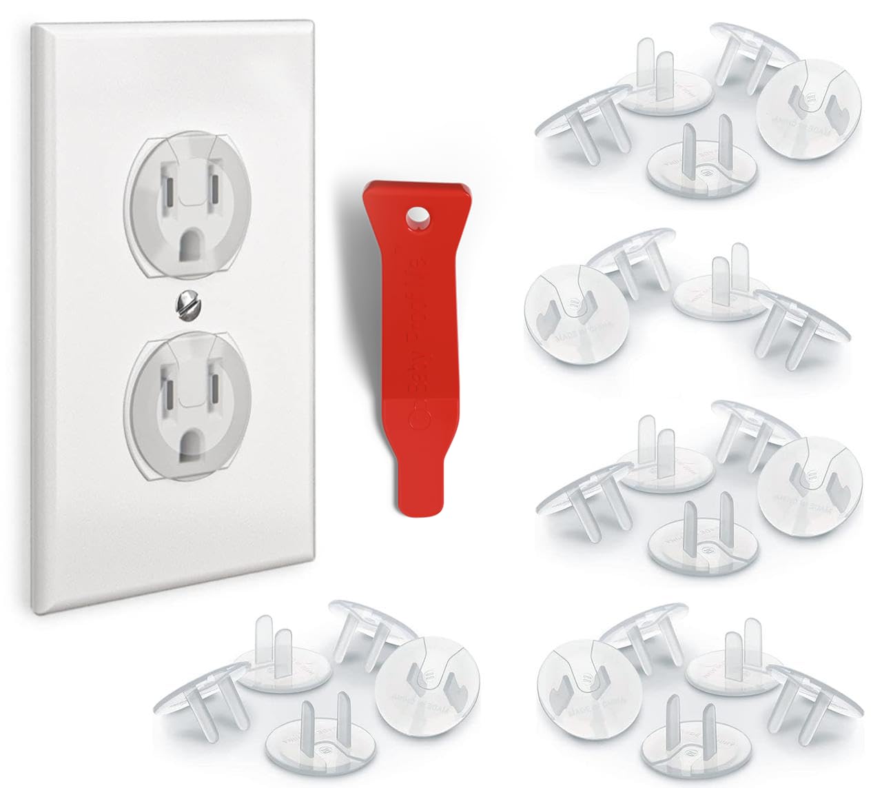 BABY PROOF ME 24 Outlet Covers Baby Proofing, Plug Covers with Removal Tool