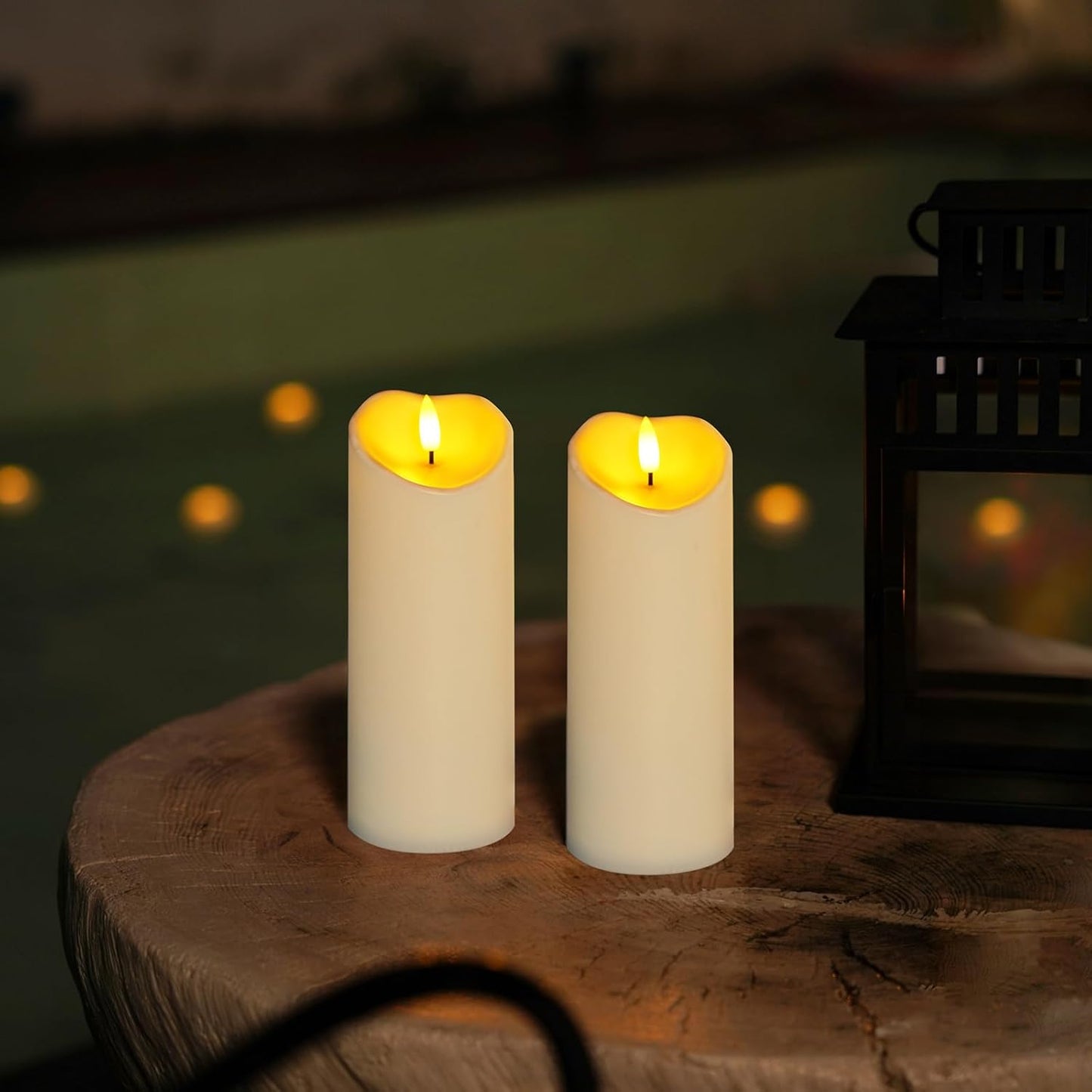 Homemory Dripping Wax Flameless Candles, Battery Operated Candles with Remote Control and Timers, LED Pillar Candles, Electric Fake Candles, 3" x 6", Set of 2