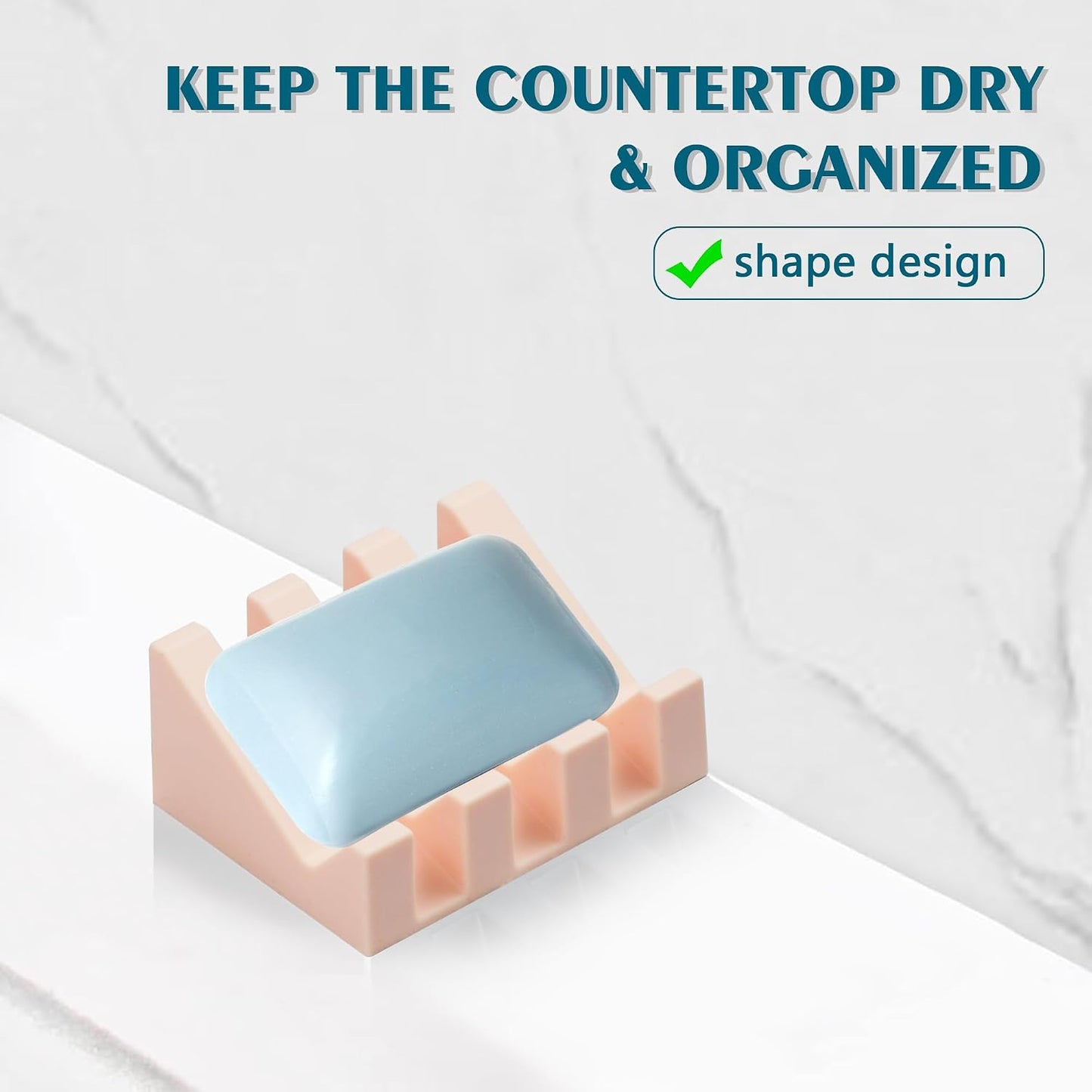 Self Draining Soap Dish Holder,Silicone Soap Dish,for Bathroom,Kitchen, Sponges，Can Extend Soap Life，Keep Soap Bars Dry and Easy Cleaning (White,1-Pack) - Colors B
