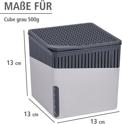 WENKO Portable Dehumidifier Cube Design, Compact and Rechargeable Dehumidifier for Bathroom, Closet, Bedroom, Garage, Covers up to 2800 Cubic Feet, 2.2lbs, Beige, 6.18 x 6.5 x 6.5
