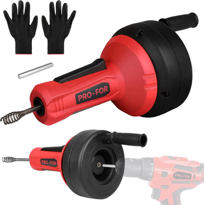 Drain Auger, 16.4FT Plumbing Snake Drain Clog Remover, Manual & Drill Powered Drain Snake for 0.75–2 Inch Pipes, Sink, Shower, Bathtub, Toilet, Kitchen Drain Cleaner Tool with Steel Cable