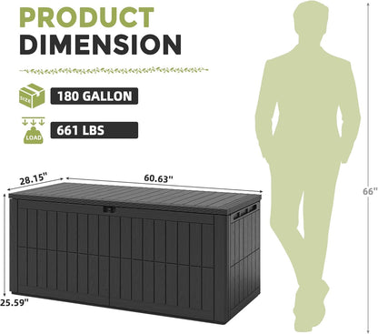UDPATIO 120 Gallon Deck Box Outdoor Storage Box Lockable Waterproof Resin Indoor Outdoor Storage Container for Patio Cushions, Tools, Package Delivery Boxes for outside
