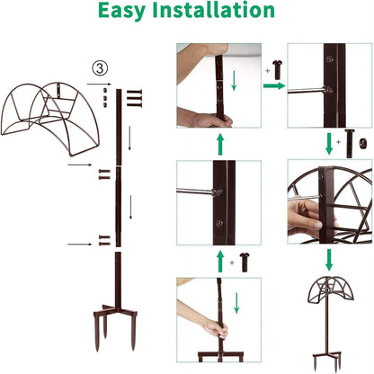 TomCare Garden Hose Holder 4 Spikes Garden Hose Reel Hose Stand Upgraded Water Hose Storage with Tool Hooks Garden Hose Hanger Organizer Holds 160ft Hoses for Outside Yard Lawn, Black
