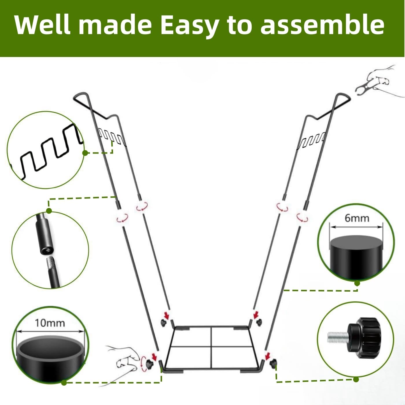 Niurui Trash Bag Holder Stand 45 Gallon Outdoor Leaf Bag Stand with 25 Pcs 40 Gallon Trash Bags Metal Garbage Bag Frame Holder for Leaves Camping Yard Garden Weeding Lawn Party