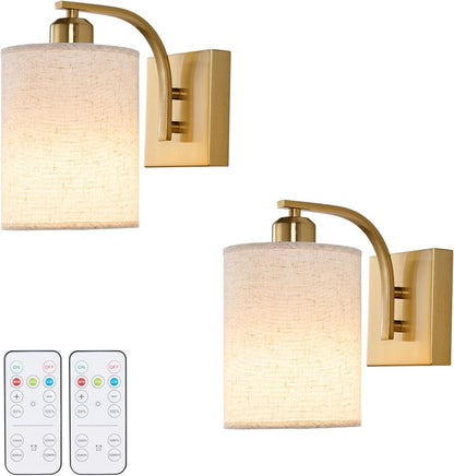 Powfloven Black Rechargeable Wall Sconces Set of 2 with Remote, Wireless Dimmable Battery Operated LED Wall Lights, Cordless Wall Lighting Lamp Fixture for Bedroom Living Room