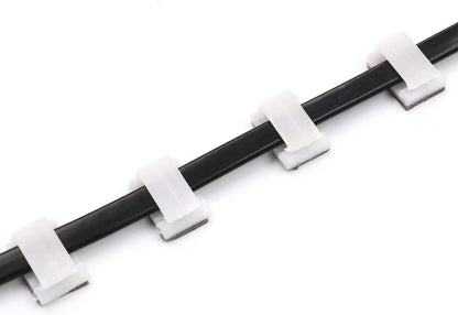 Cable Clips 3M Adhesive, Multipurpose Wire Clamps for Cable Management and Cable Runs - 50 Pack Black Bundled with 10 Reusable Cable Ties