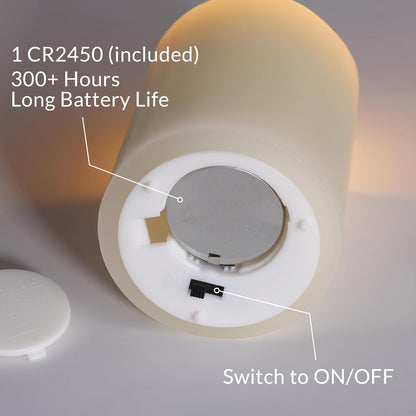 Ivory Flameless Votive Candles with Remote Batteries, Small 2x3 inch LED Wax Pillar Candles Flickering Set of 6