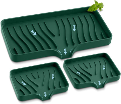 Kitchen Sink Tray,Self Draining Kitchen Soap Tray Soap Holder Silicone Sponge Holder for Kitchen Sink,Kitchen Bathroom Sink Caddy Sink Organizer for Sponge,Soap Dispenser,Dish Scrubber,Palm Brush