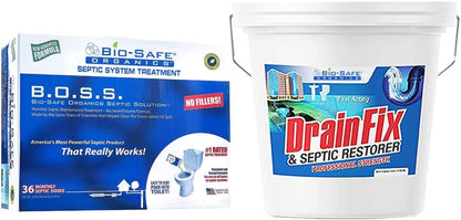 DrainFix & Septic Restorer – 32 oz Enzyme Septic Tank Treatment & Drainfield Restoration – Organic Drain Cleaner for Sewer Lines, RV & Home Plumbing – Safe for Pipes & Septic Systems