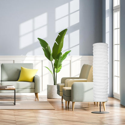 Abaodam Paper Floor Lamp Shade Replacement Foldable Standing Lampshade Japanese Style Paper Floor Light Cover Lamp Shield Barrel Chandelier Protector for Home Hotel