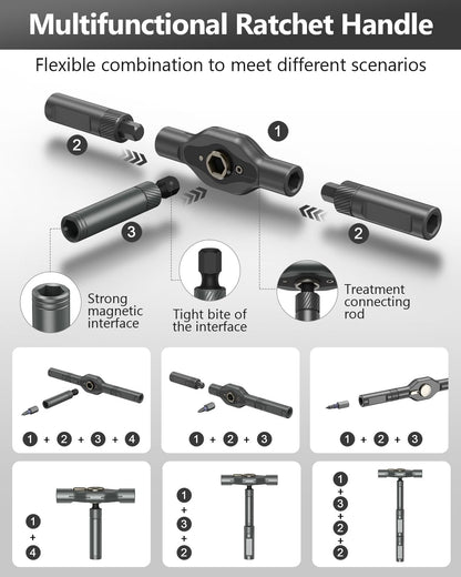 AMIR 42 in 1 Ratchet Screwdriver Set, Magnetic Screwdriver Set with 40 PCS Multi Bit, DIY Repair Tool Kit with Ratchet T Handle, Screw Driver Set Kit for Tools,Bicycle,Electronic Repair