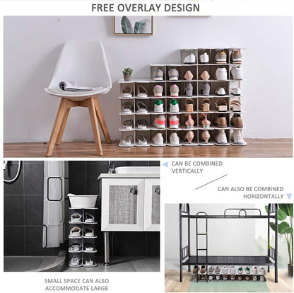 6-Tier Narrow Shoe Rack for Small Entryways, Space-Saving Adjustable Stackable Shelves, Free Standing Shoe Organizer for Closet, Corner, Doorway, Grey