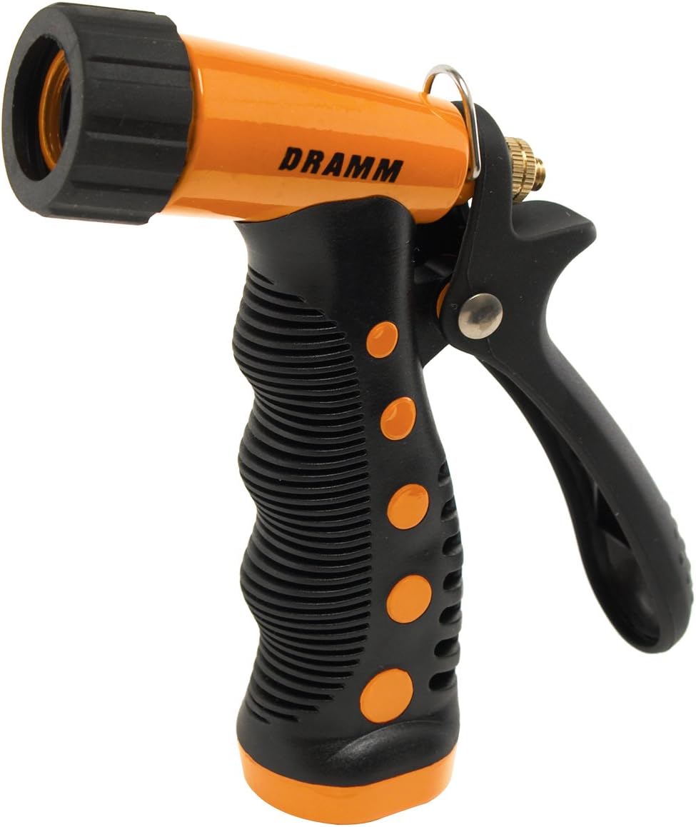 Dramm Revolver Heavy Duty Metal Garden Hose Nozzle – 9 Spray Patterns, High Pressure Jet, Thumb-Control Flow, Ergonomic Grip – Green