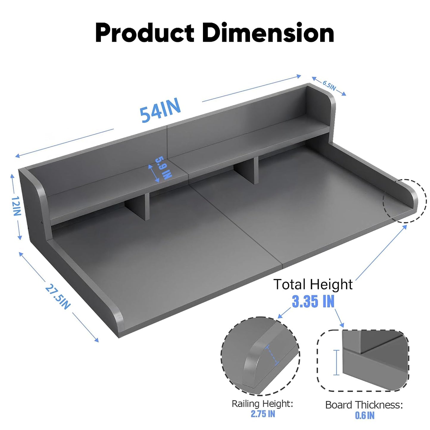 54" 2 Tier Washer Dryer Countertop with Storage Shelf, Waterproof MDF Laundry Room Organizer, Folding Station, Mechanically Joined Two-Panel Countertop (Walnut Brown)