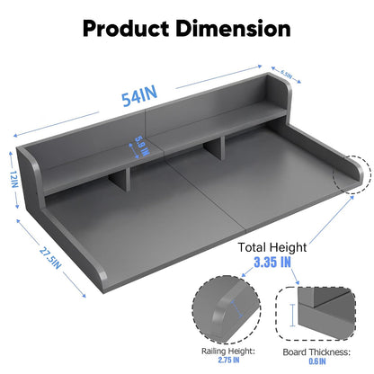54" 2 Tier Washer Dryer Countertop with Storage Shelf, Waterproof MDF Laundry Room Organizer, Folding Station, Mechanically Joined Two-Panel Countertop (Walnut Brown)