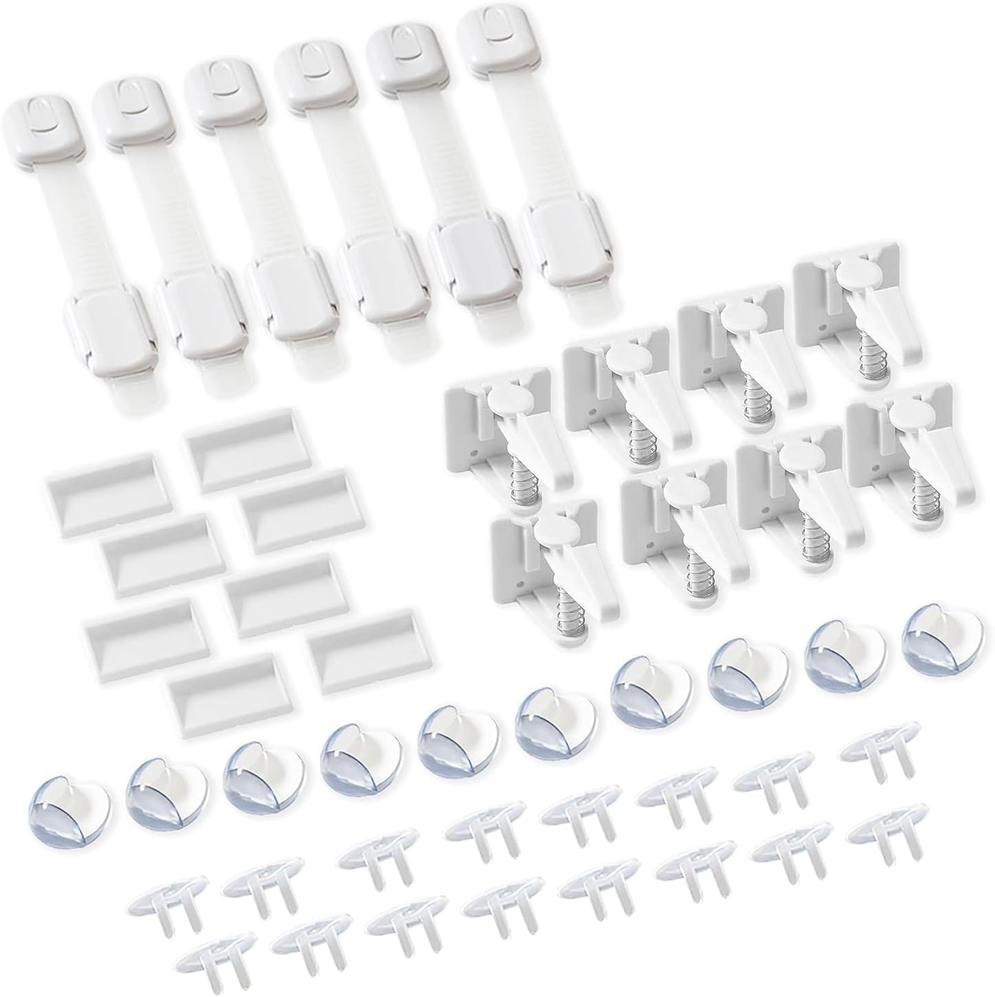 Inaya Complete Baby Proofing Kit - Child Safety Hidden Locks for Cabinets & Drawers, Adjustable Safety Latches, Corner Guards and Outlet Covers - Baby Proof Pack to Keep Your Child Safe at Home