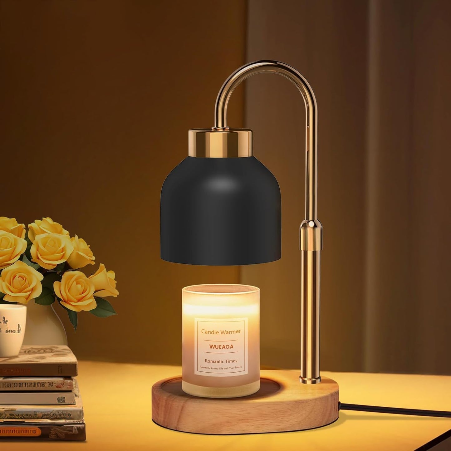 Candle Warmer Lamp with Timer Dimmer, Height & Brightness Adjustable | Black Electric Wax Warmer for Women Mom, Christmas & Birthday Gift, House Warming Gift New Home Decor