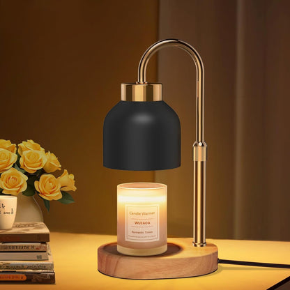 Candle Warmer Lamp with Timer Dimmer, Height & Brightness Adjustable | Black Electric Wax Warmer for Women Mom, Christmas & Birthday Gift, House Warming Gift New Home Decor