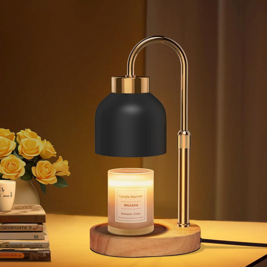 Candle Warmer Lamp with Timer Dimmer, Height & Brightness Adjustable | Black Electric Wax Warmer for Women Mom, Christmas & Birthday Gift, House Warming Gift New Home Decor
