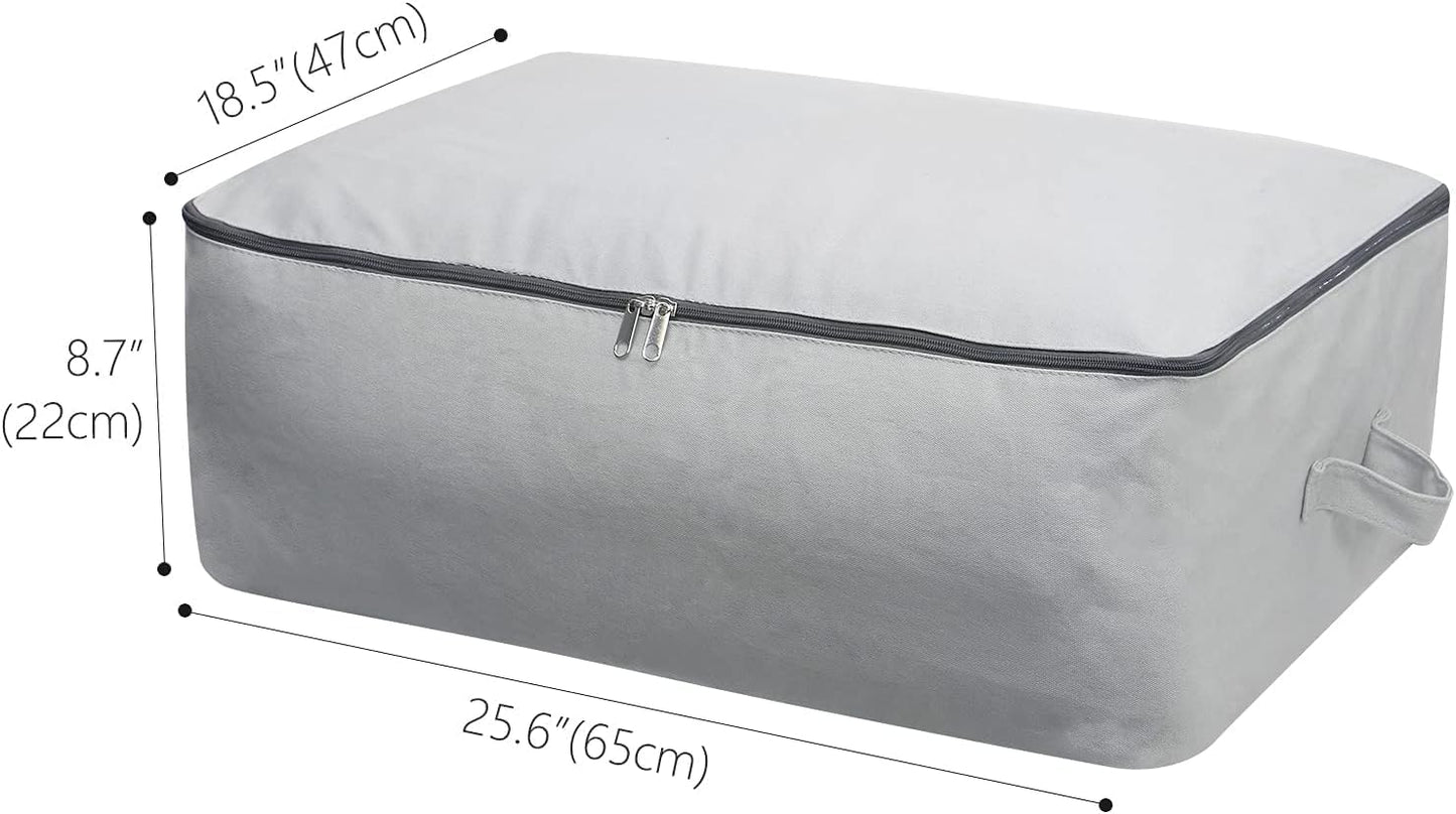 2PCS Canvas Storage Bag, 12OZ Thick Soft Breathable Closet Organizer for Beddings, Comforters, Pillows, Blankets, Clothes, 25.6×18.5×8.7inch, Beige