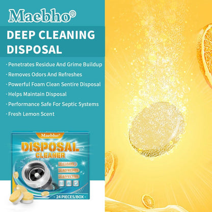Garbage Disposal Cleaner and Deodorizer Tablets 24-Pack,Septic Safe Sink and Drain Foaming Clean Tablets,Quickly Eliminates Odors,Powerful Foaming Action,Lemon Scent – 1-Year Supply